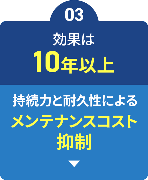 03_効果は10年以上↑持続力と耐久性によるメンテナンスコスト抑制